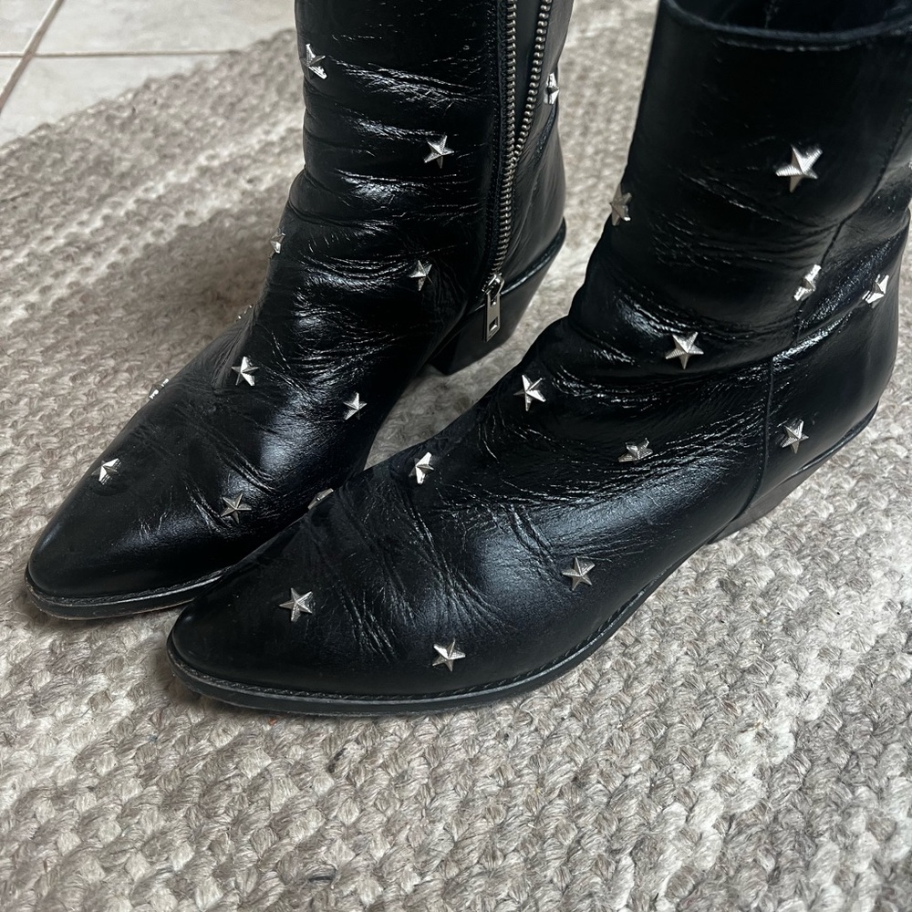 Zadig & Voltaire Black Ankle Boots with Silver Stars